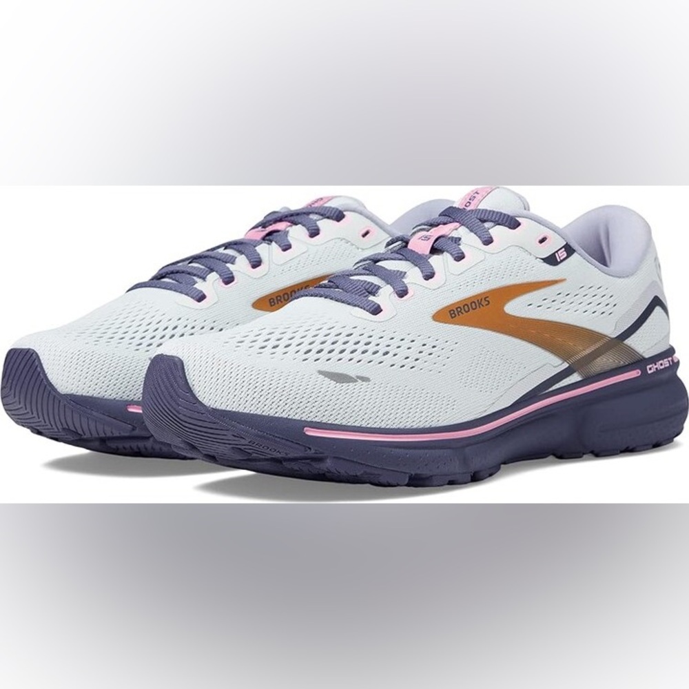 Brooks Ghost 15 Womens 7.5 B Gray Blue Athletic Shoes Running Sneakers Trainers